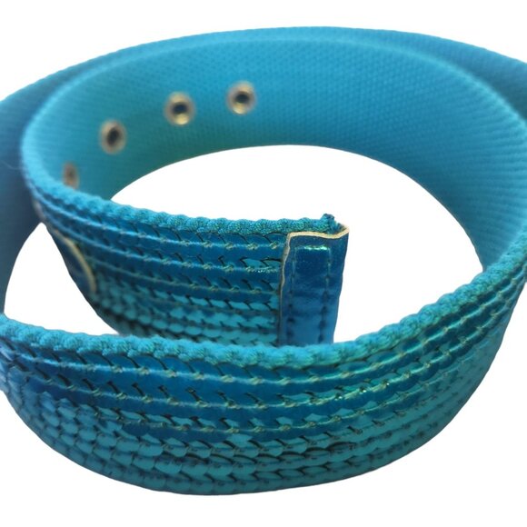 Women's Turquoise Blue Sequin Canvas Belt 38" L x 1-1/2" W New w/o Tag - Picture 10 of 11